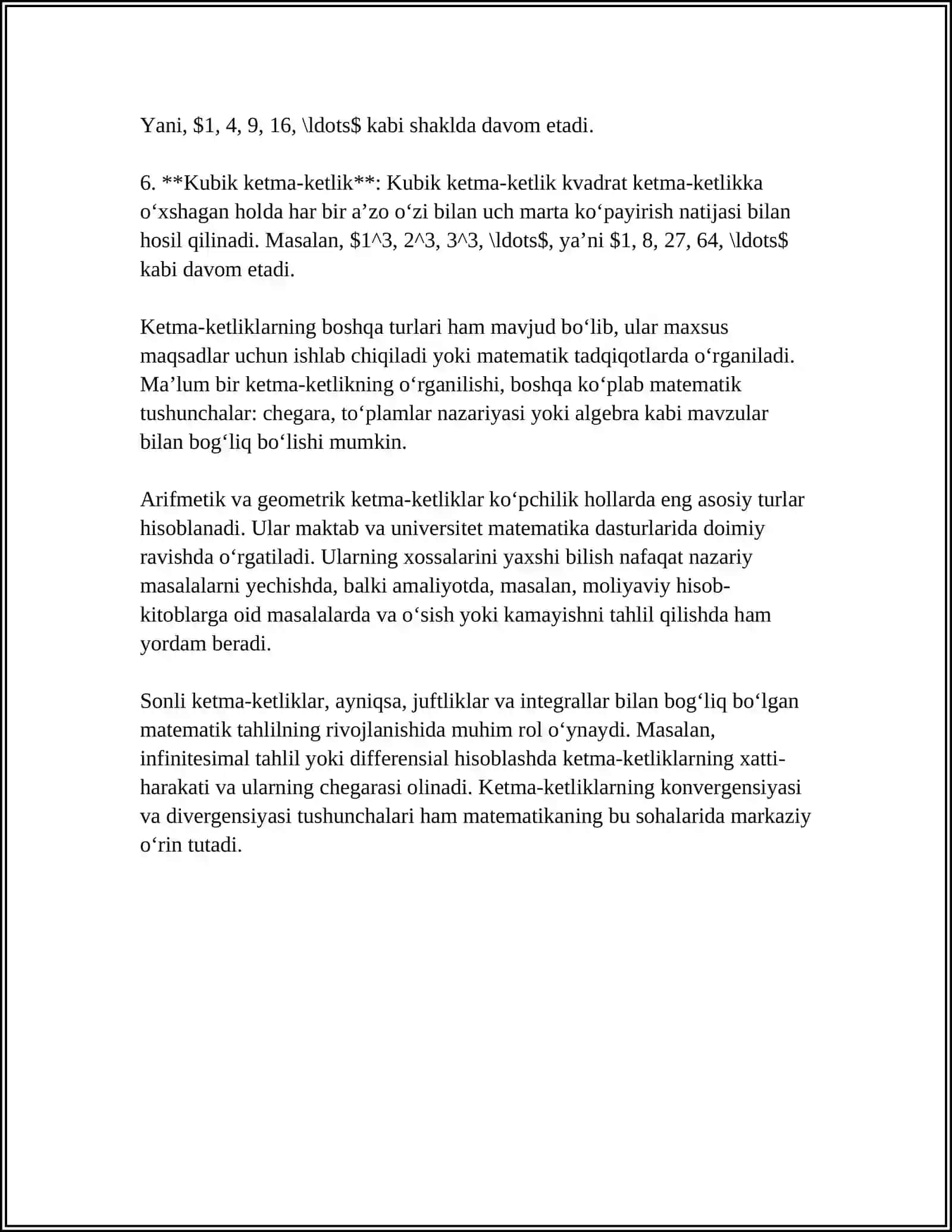 SONLI KETMA-KETLIKLARNI KOMBINATORIKA,EHTIMOLLAR NAZARIYASIDAGI TATBIQLARI 4