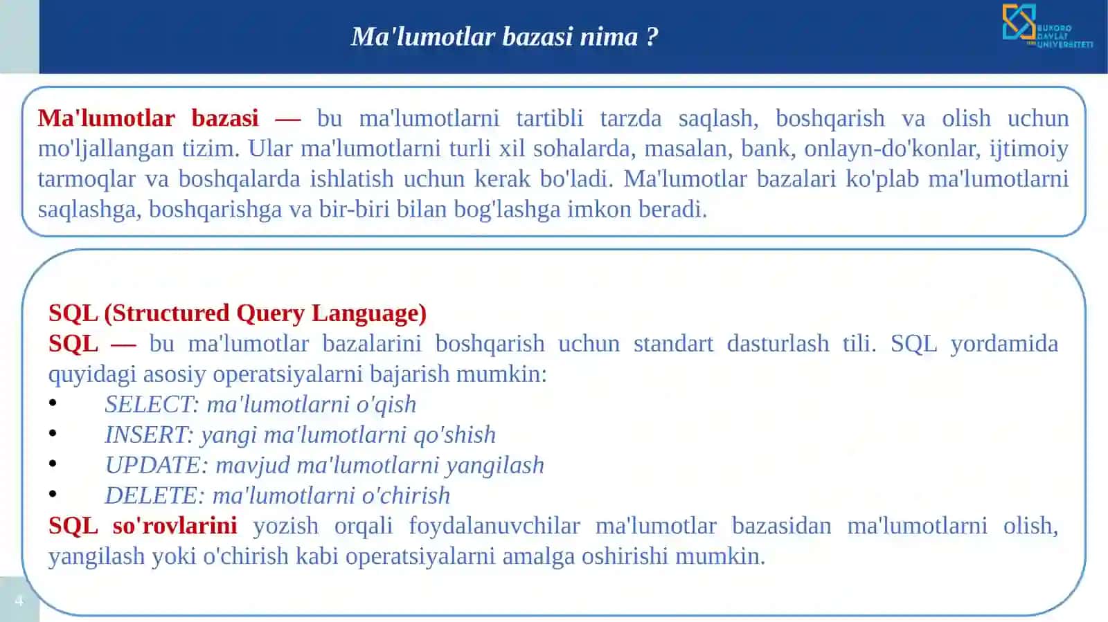 SQLite ga kirish 4