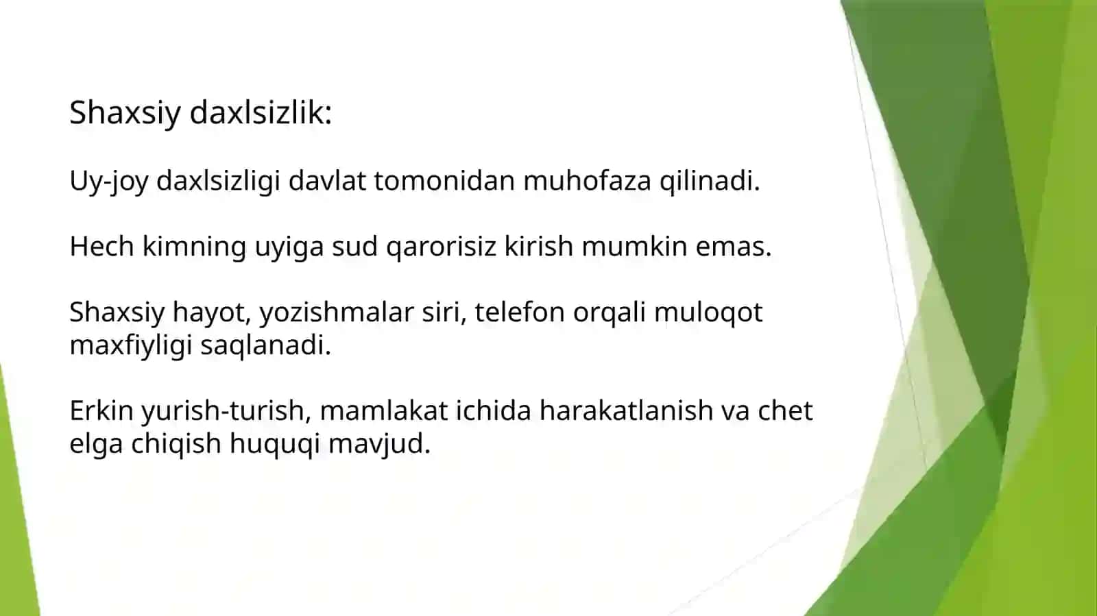 Fuqarolarning shaxsiy, siyosiy, ijtimoiy, iqtisodiy, ma’daniy va ekologik huquqlari 4