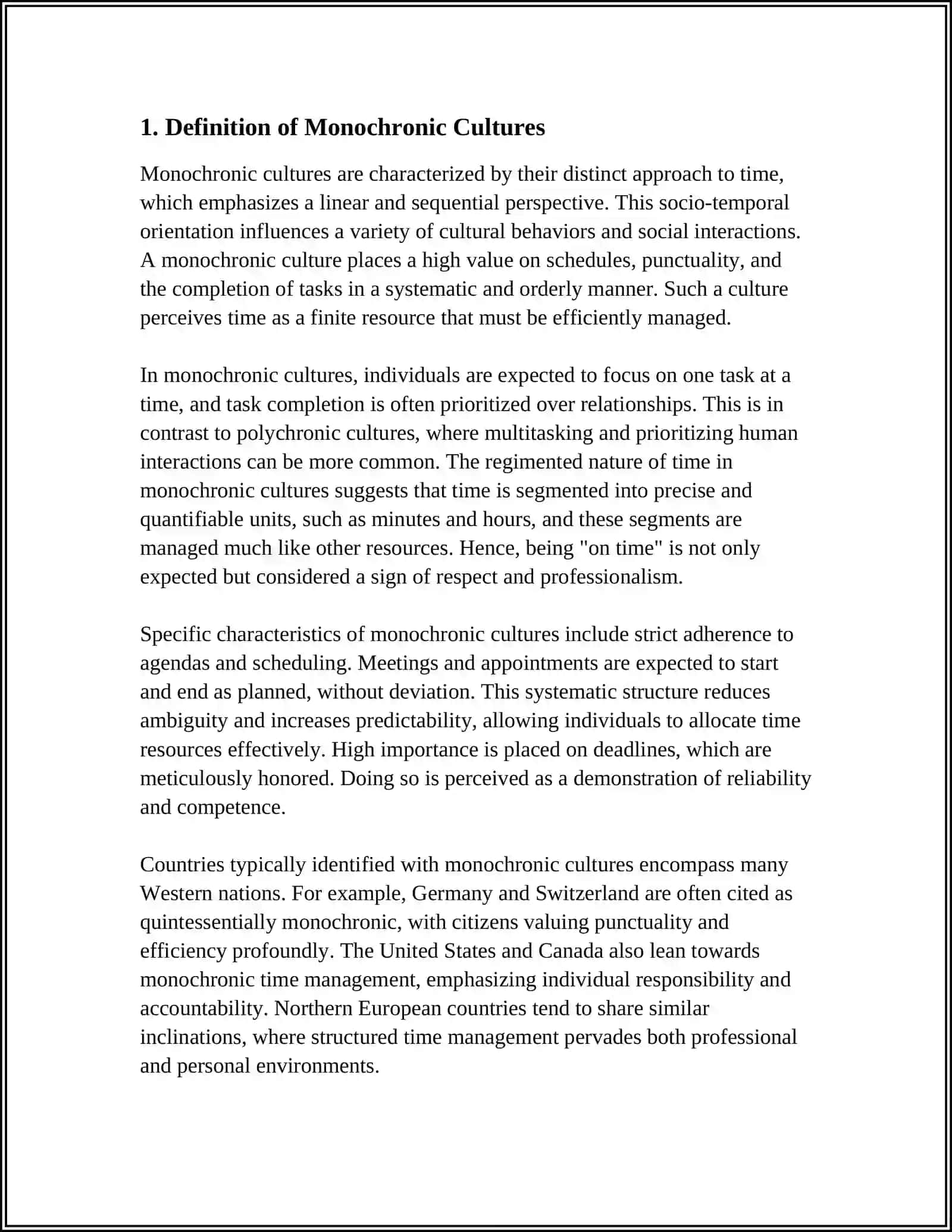 MONOCHRONIC AND SYNCHRONIC CULTURES AND THEIR FEATURES 4