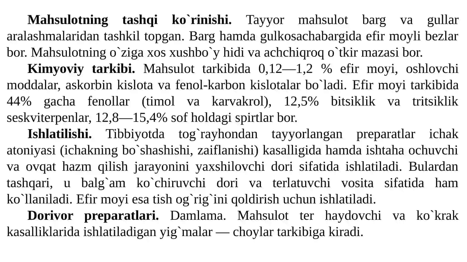 Rasmiy tibbiyotda ishlatiladigan tabiiy (O`zbekiston florasiga mansub) dorivor o`simliklar 4