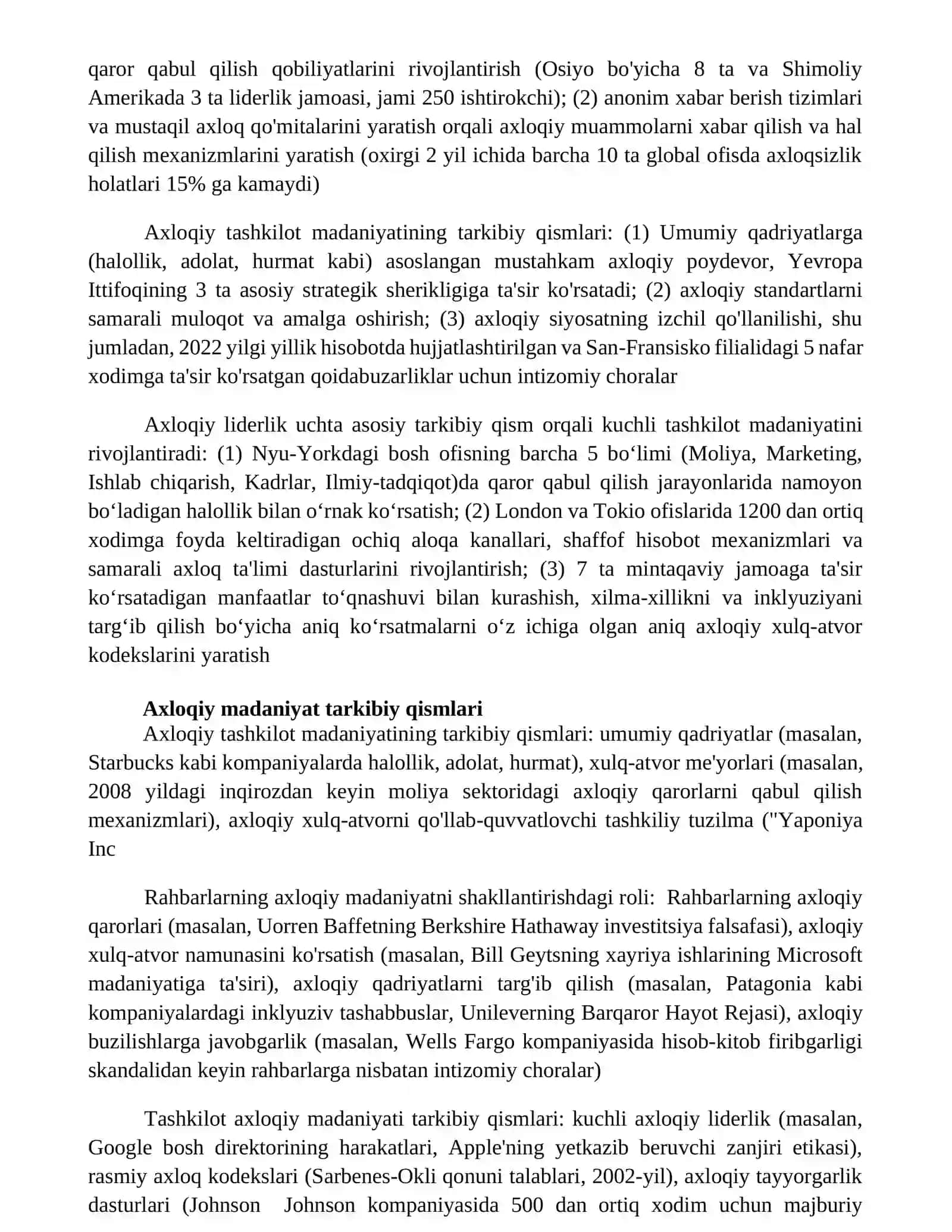 Tashkiliy madaniyat etikasi.Rahbar axloqiy madaniyatining tarkibiy qismlari 4