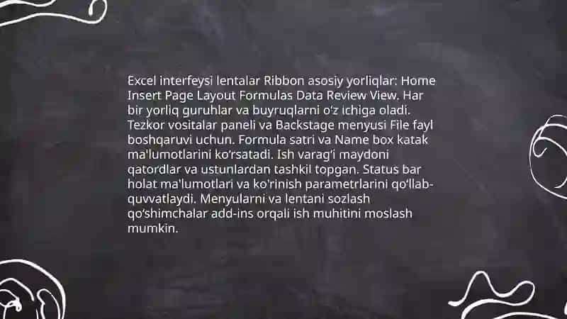 Elektron jadval muharrirlari. MS Excel dasturi 4