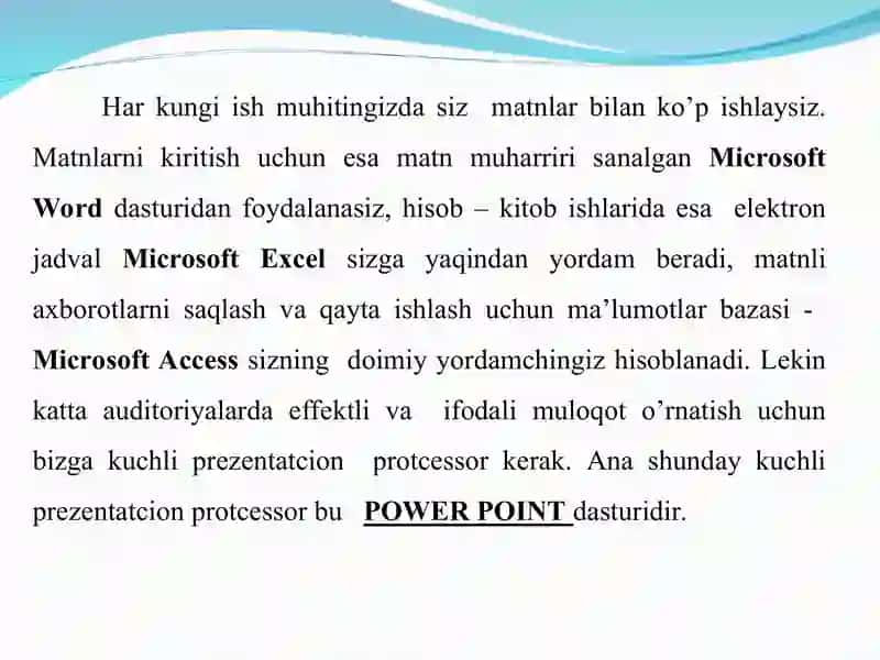 MS PowerPoint.Asosiy imkoniyatlari va ishlash tamoyillari 4