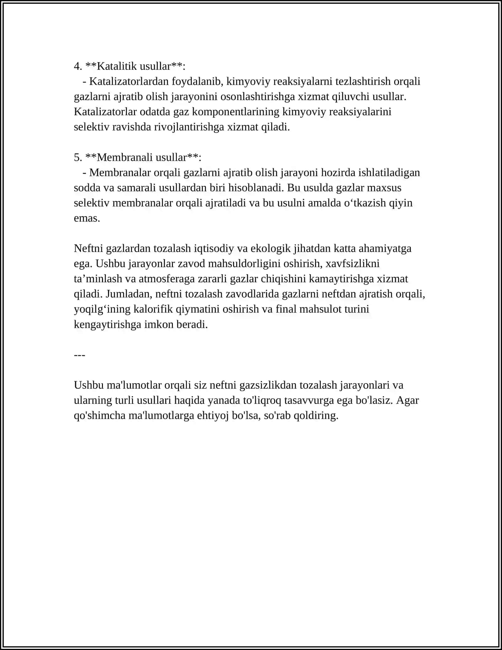 NEFTNI GAZSIZLANTIRISH JARAYONINI HISOBLASH 4