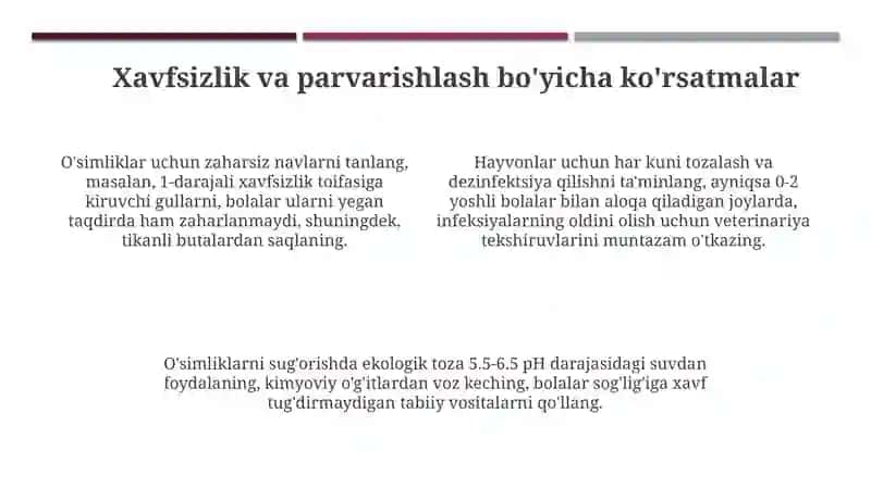 Ermaiydonchasi uchun tavsiya etiladigan hayvonlar va o'simliklar 4