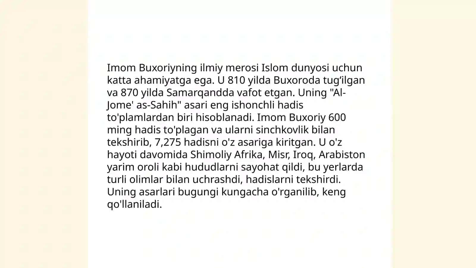 Imom Buxoriyning hayoti 4