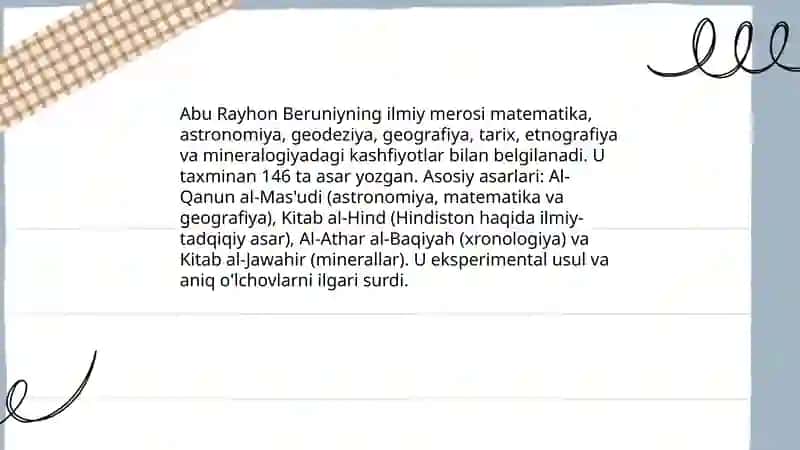 Abu Rayhon Beruniy hayoti va ijodi 4