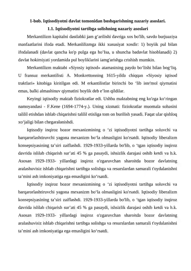 Iqtisodiyotni davlat tomonidan tartibga solishning mohiyati va zarurligi 4
