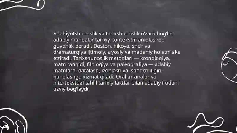 Adabiyotshunoslikning boshqa fanlar bilan aloqasi 4