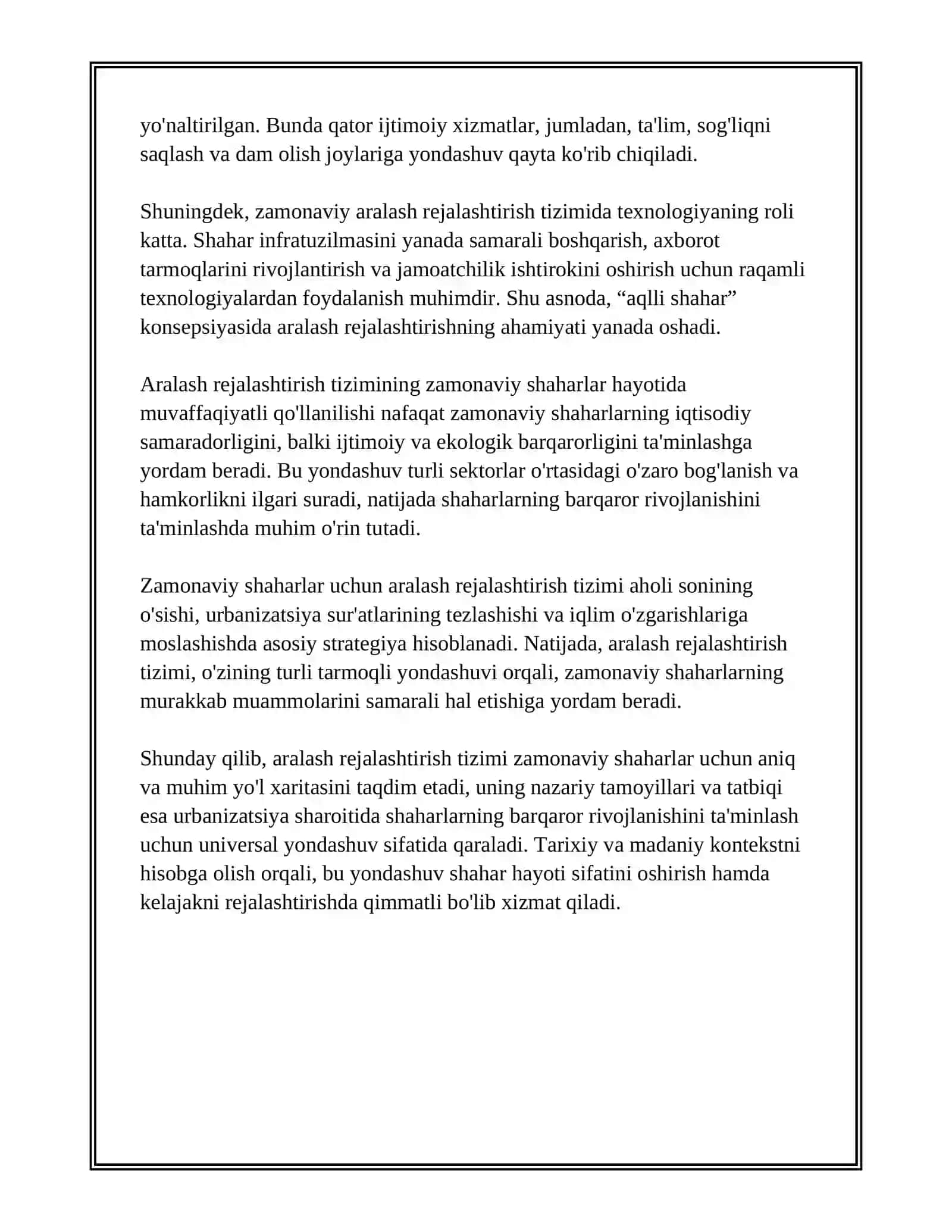 ARALASH REJALASHTIRISH TIZIMINING ZAMONAVIY SHAXARLARDA QOLLANILISHI 4