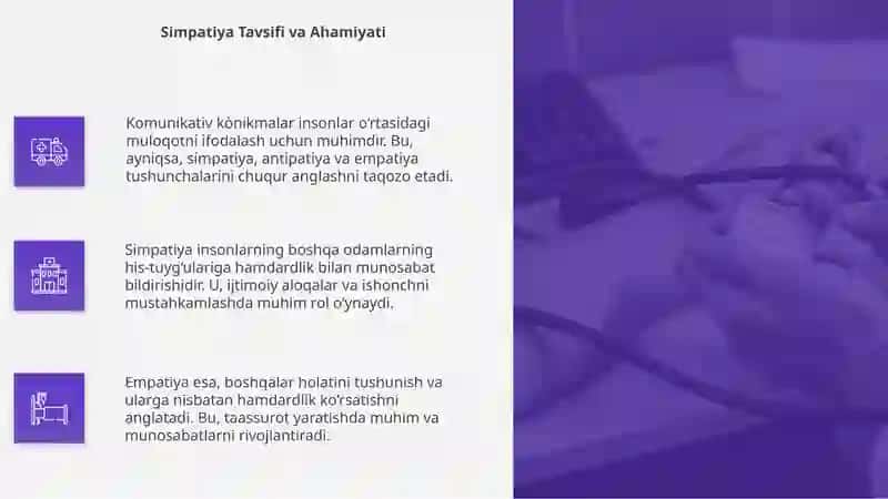 Komunikativ ko’nikmalar. Simpatiya, antipatiya empatiya tushunchalari 4