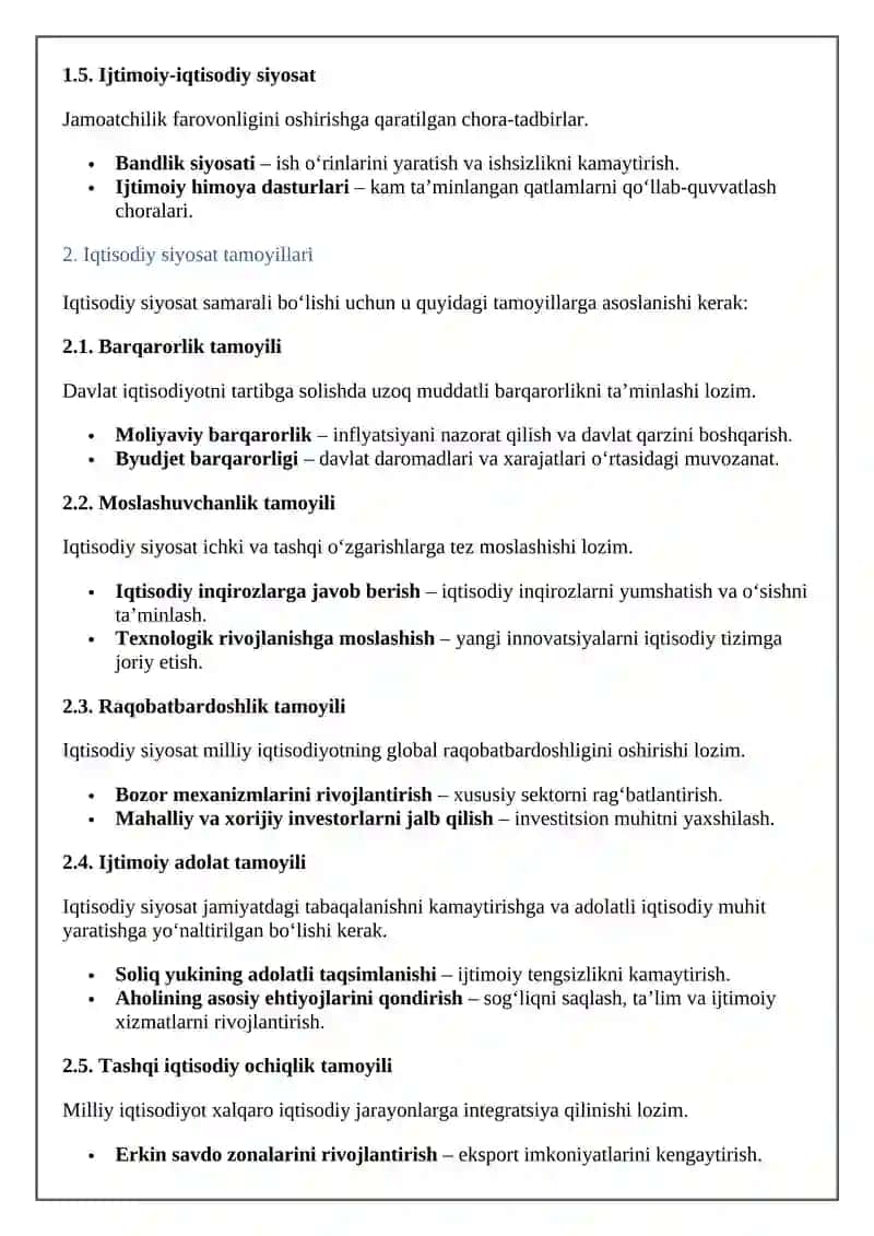 IQTISODIY SIYOSAT ELEMENTLARI VA TAMOYILLARI 4