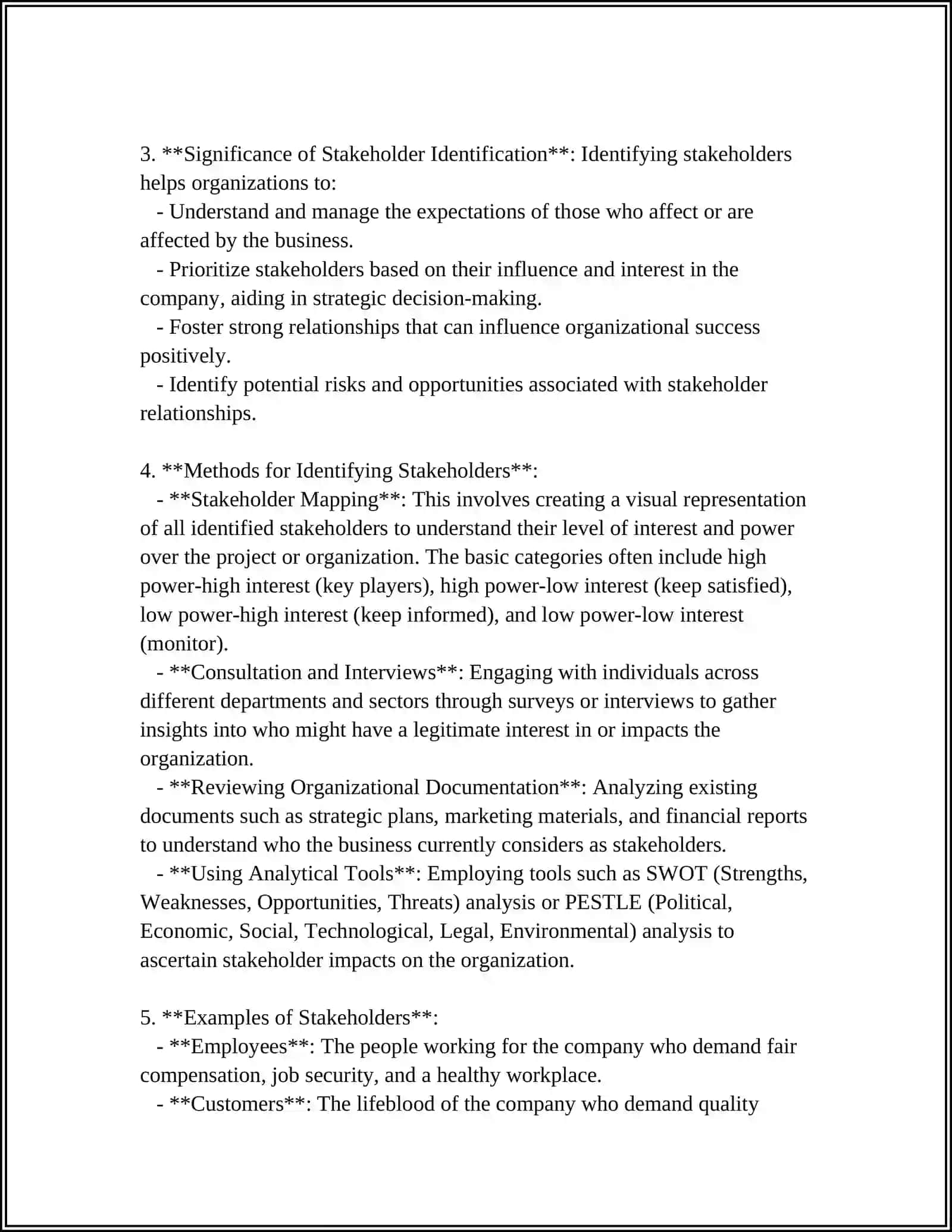 ORGANIZATION STAKEHOLDERS AND THEIR INTEREST 4