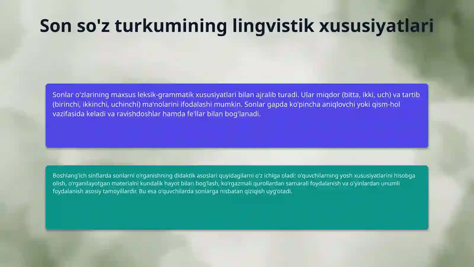 Boshlang'ich sinflarda son so'z turkumini o'rgatish uslubiyati 4