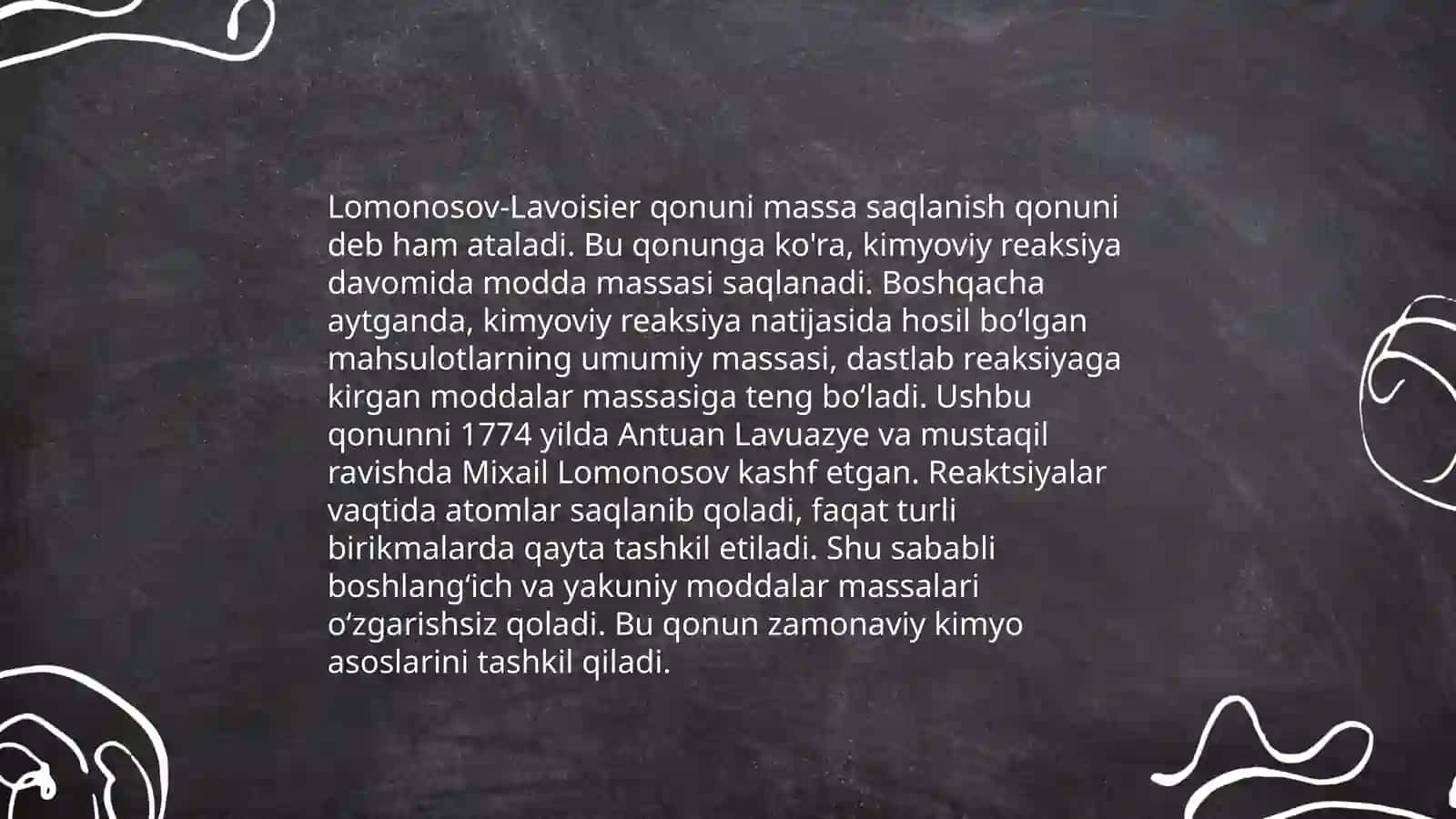 Modda massasining saqlanish qonuni va tarkibning doimiylik qonuni 4