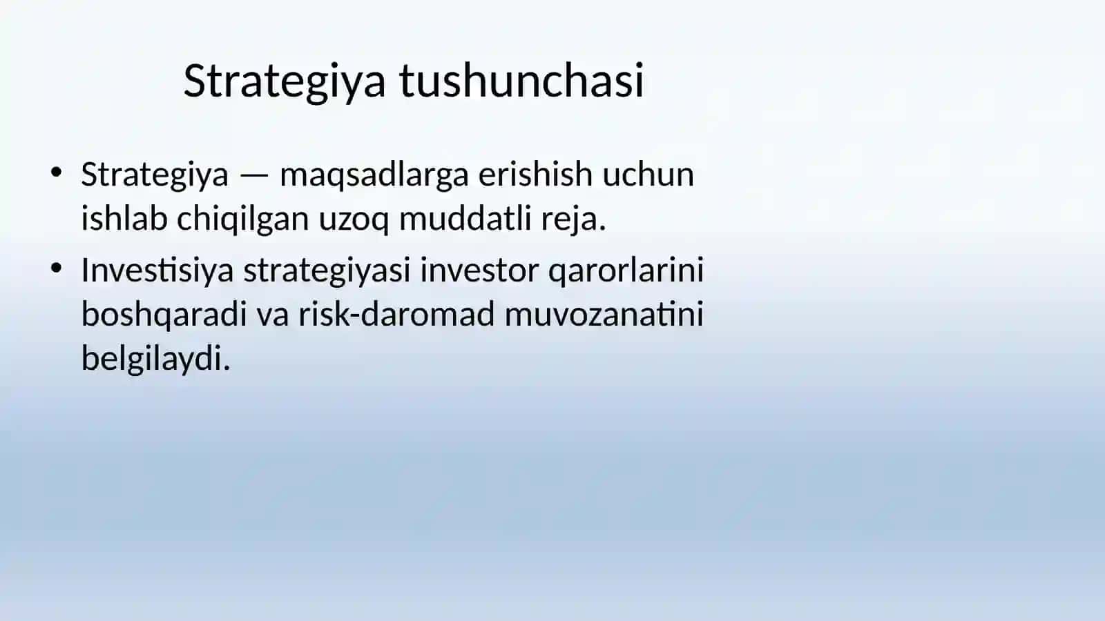 Investisiya strategiyasi  tushunchasi va uning ahamiyati 4