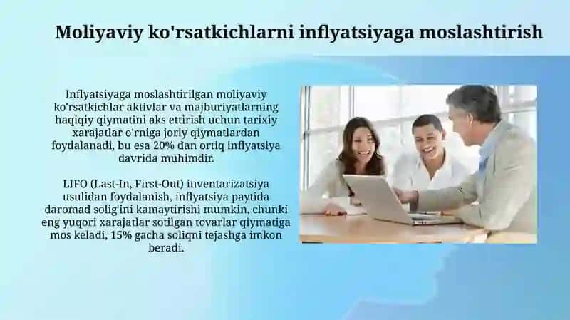 Inflatsiya sharoitida Moliyaviy Tahlil Va Moliyaviy holatni soglam oshirish chora tadbirlari 4