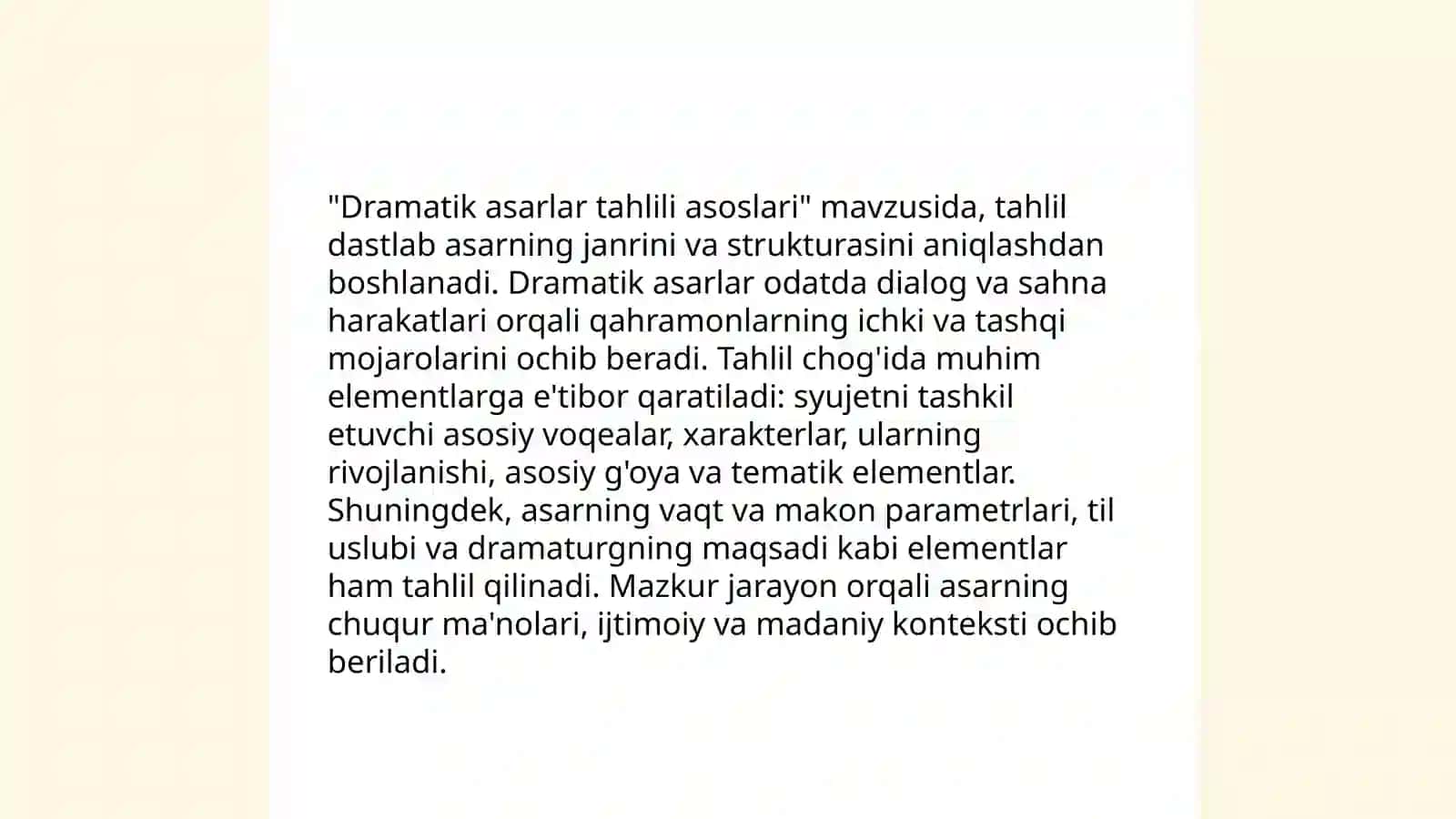 Epik va dramatik asarlarni tahlil qilish usullari 4