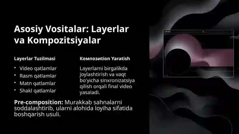 Adobe After Effects dasturi. Adobe After Effects dasturida zamonaviy slayd shou yaratish. 4