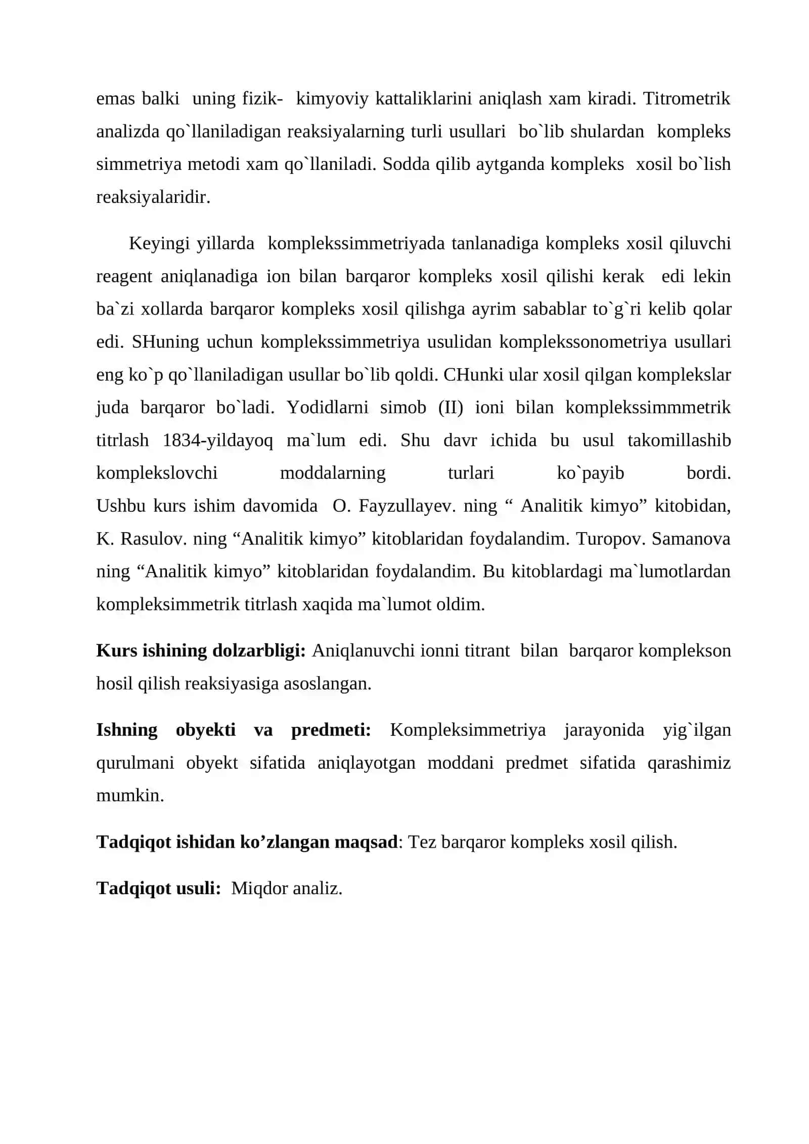 Kompleksimmetrik titrlash  KURS ISHI 4