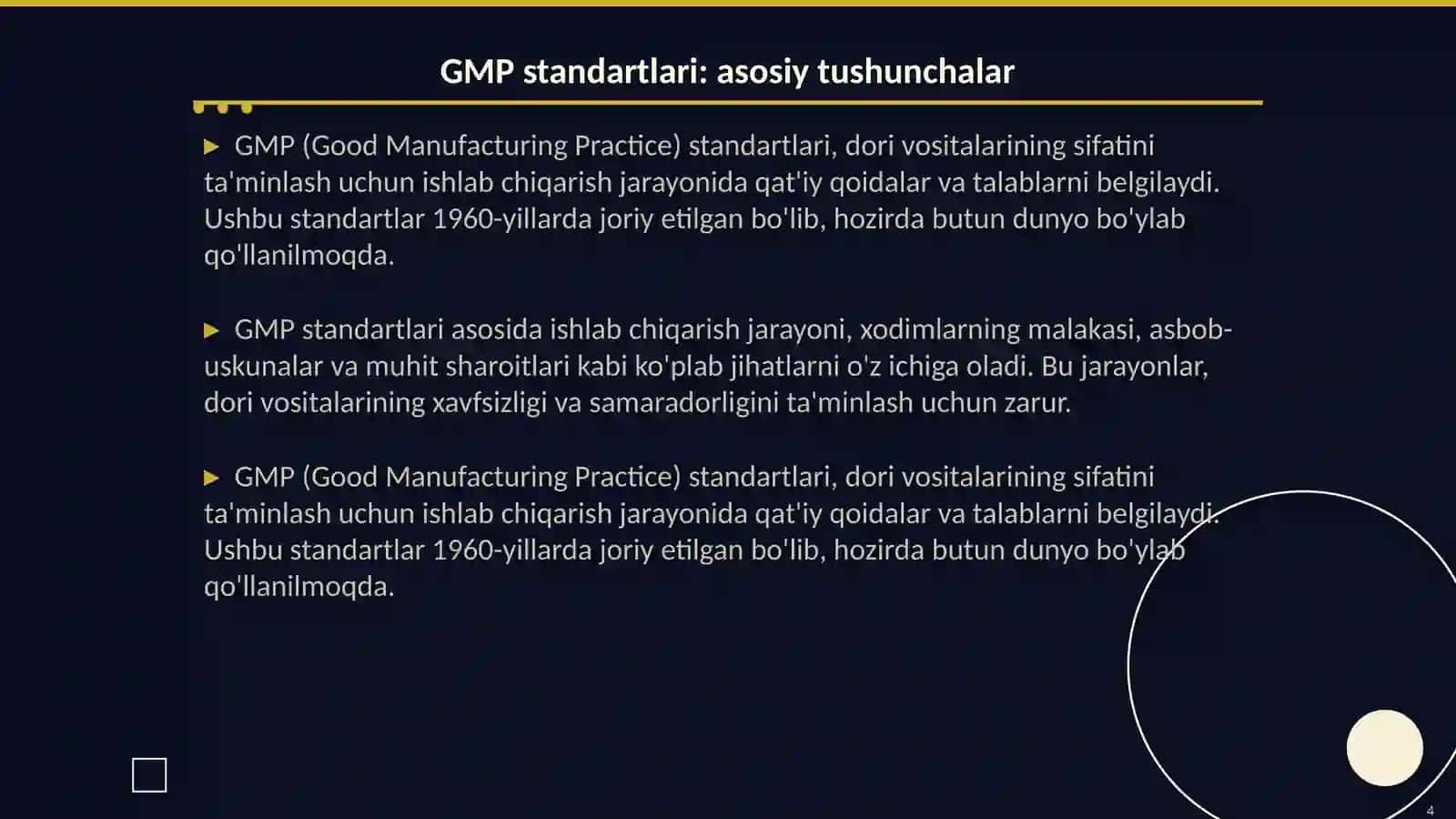 Granula dori vositasi uchun GMP talablari 4