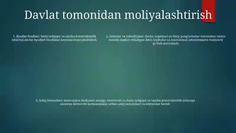 Инноватсион Фаолиятни Молиялаштириш Манбалари 4