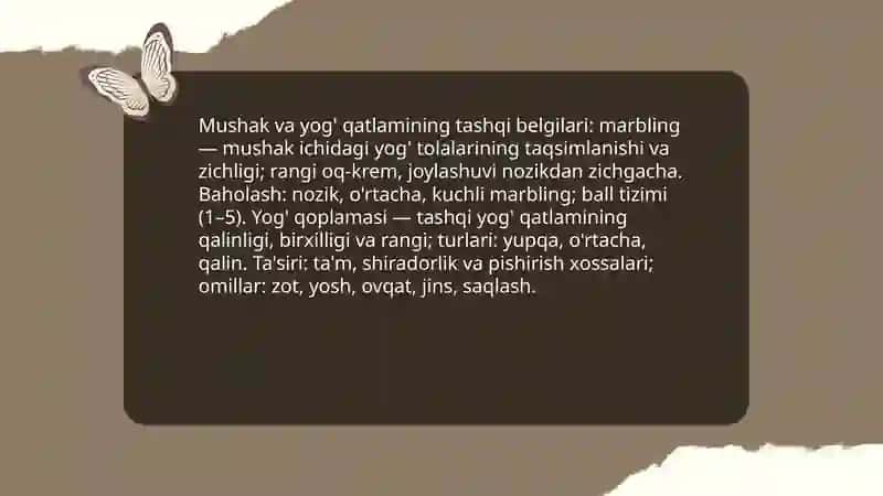 Go'sht mahsulotlarining tashqi belgilarini organish va ularni tasniflash 4
