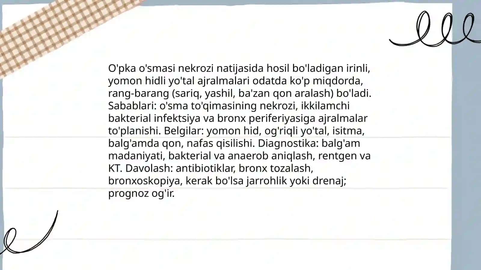 O'pka,meda, yo'g'on va to'g'ri ichak, siydik chiqarish azolari ayollar jinsjy azolari saratonida kuzatiladigan patologik ajralmalar 4