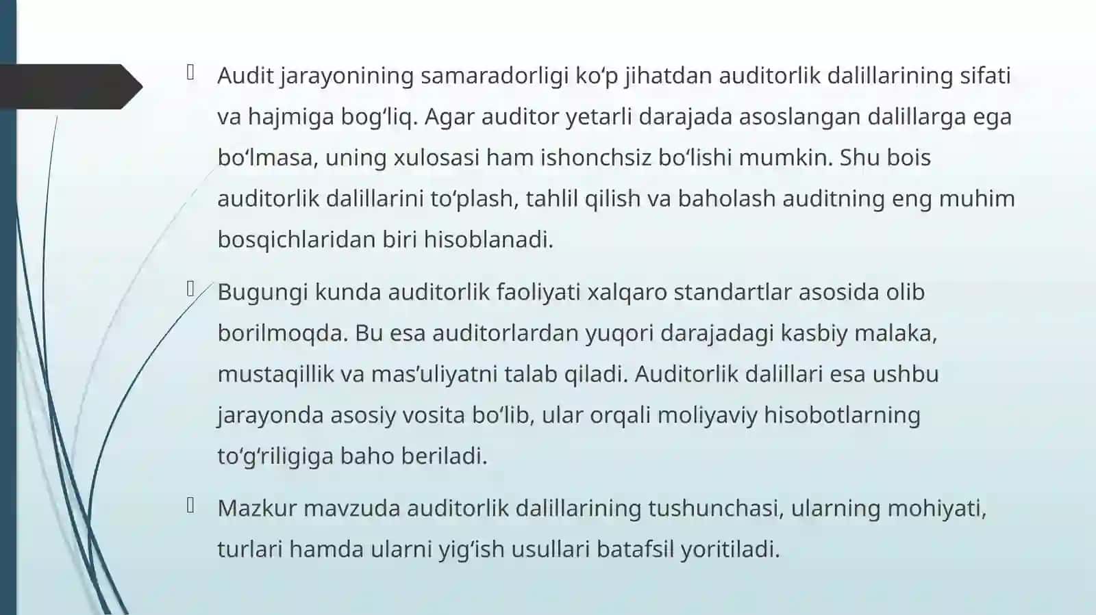 Auditorlik dalillarining turlari va uning mohiyati 4
