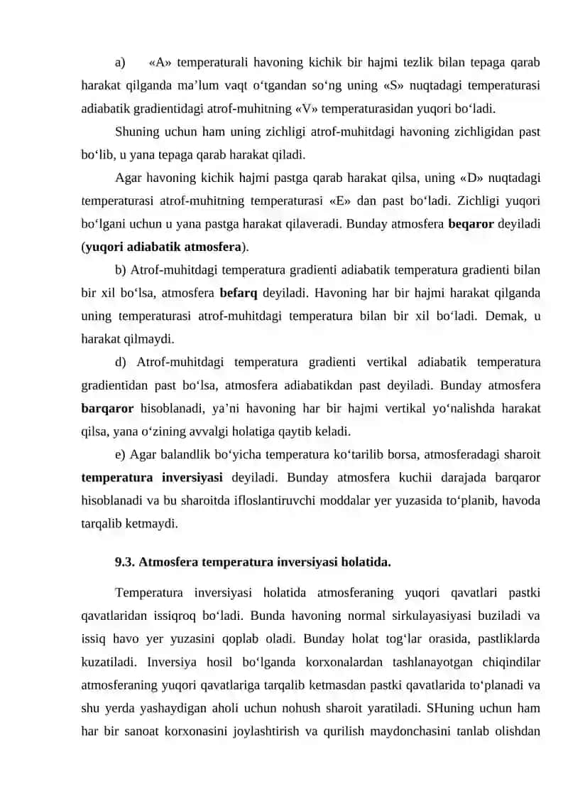 Atmosferaning issiqlik almashinish jarayonlarini aniqlash 4