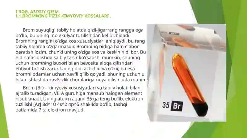 NOORGANIK AFANIDAN BROMNING OLINISHI.FIZIK VA KIMYOVIY XOSSALARI 4