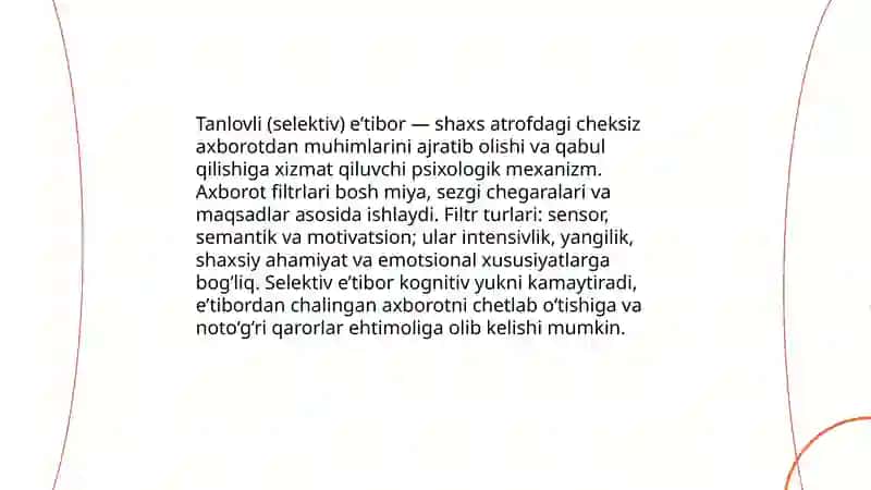 Axborotni qabul qilishda e’tiborning ahamiyati 4