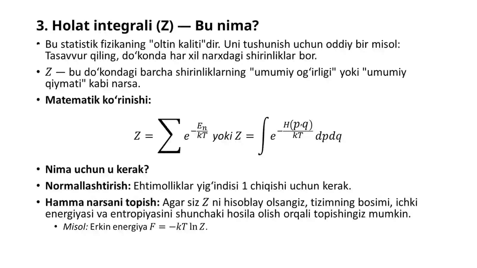 Gibbsning mikro va kichik kanonik taqsimotlari 4