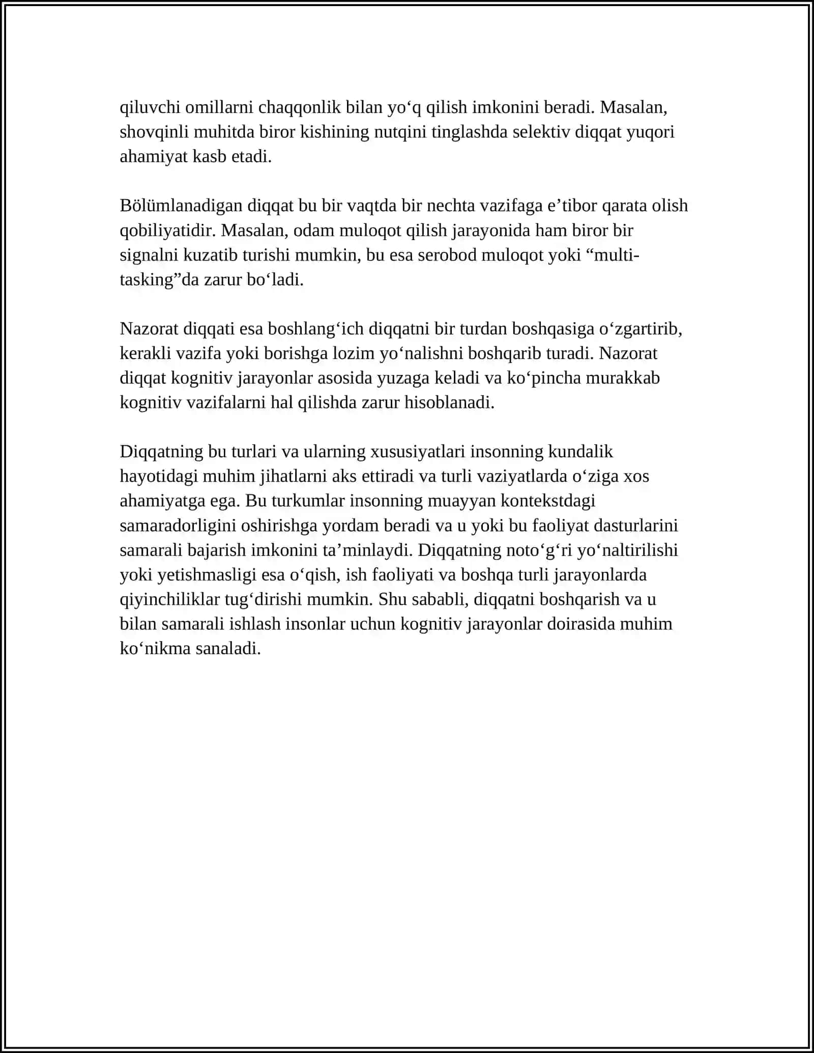 DIQQAT XUSUSIYATLARI DIAGNOSTIKASI 4