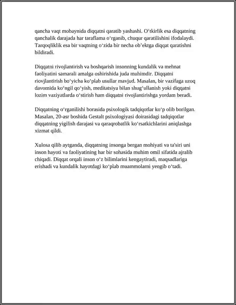 DOBRINNING DIQQAT HAQIDAGI QARASHLAR. DIQQATNING XUSUSIYATLARI 4