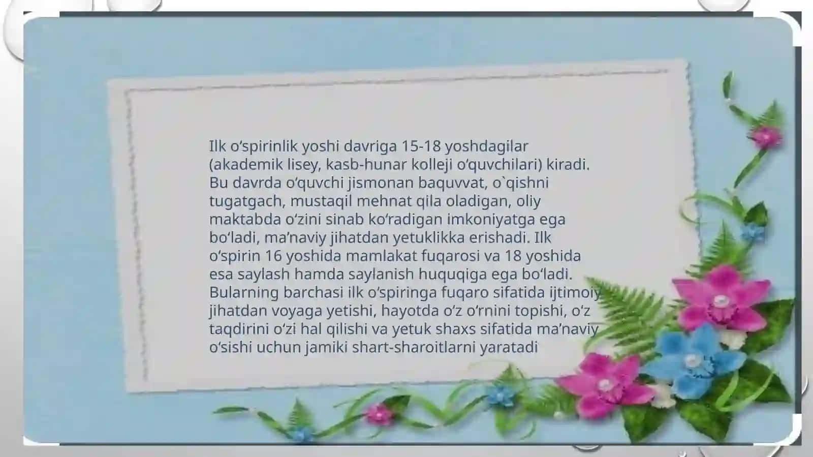 Ilk o‘spirinlik va yoshlik davrida psixik rivojlanish xususiyatlari 4