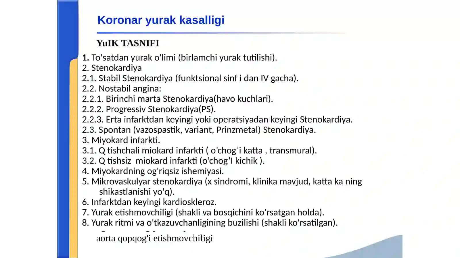 YuIK SIMPTOMATOLOGIYASI. O'TKIR MIOKARD INFARKTIDA EKG O'ZGARISHI 4