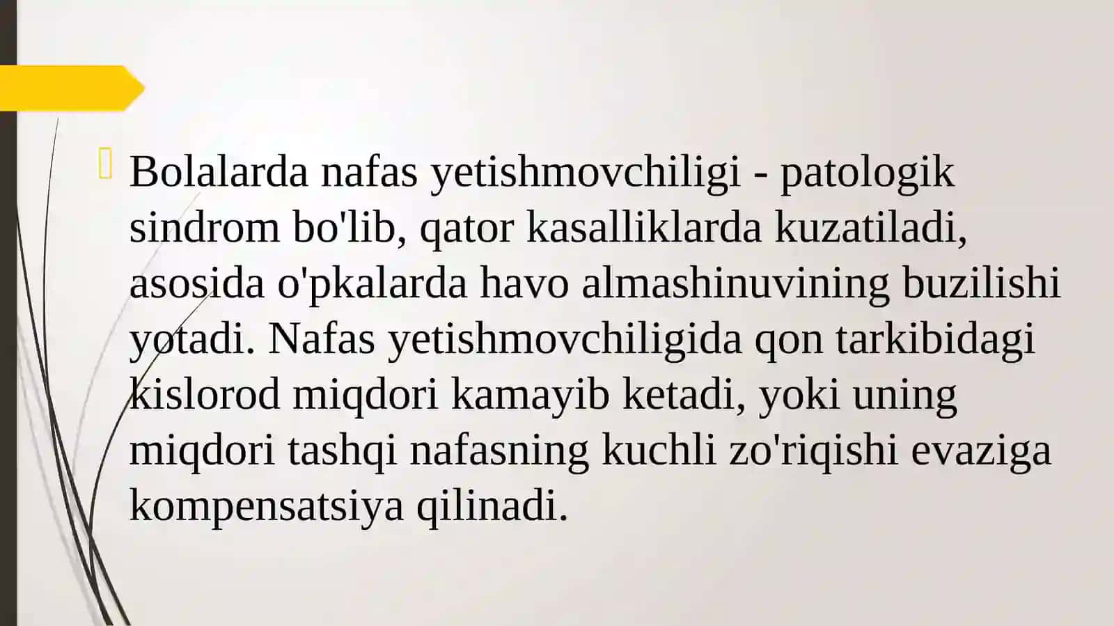 Bolalarda nafas yetishmovchilik sindromi darajalari 4