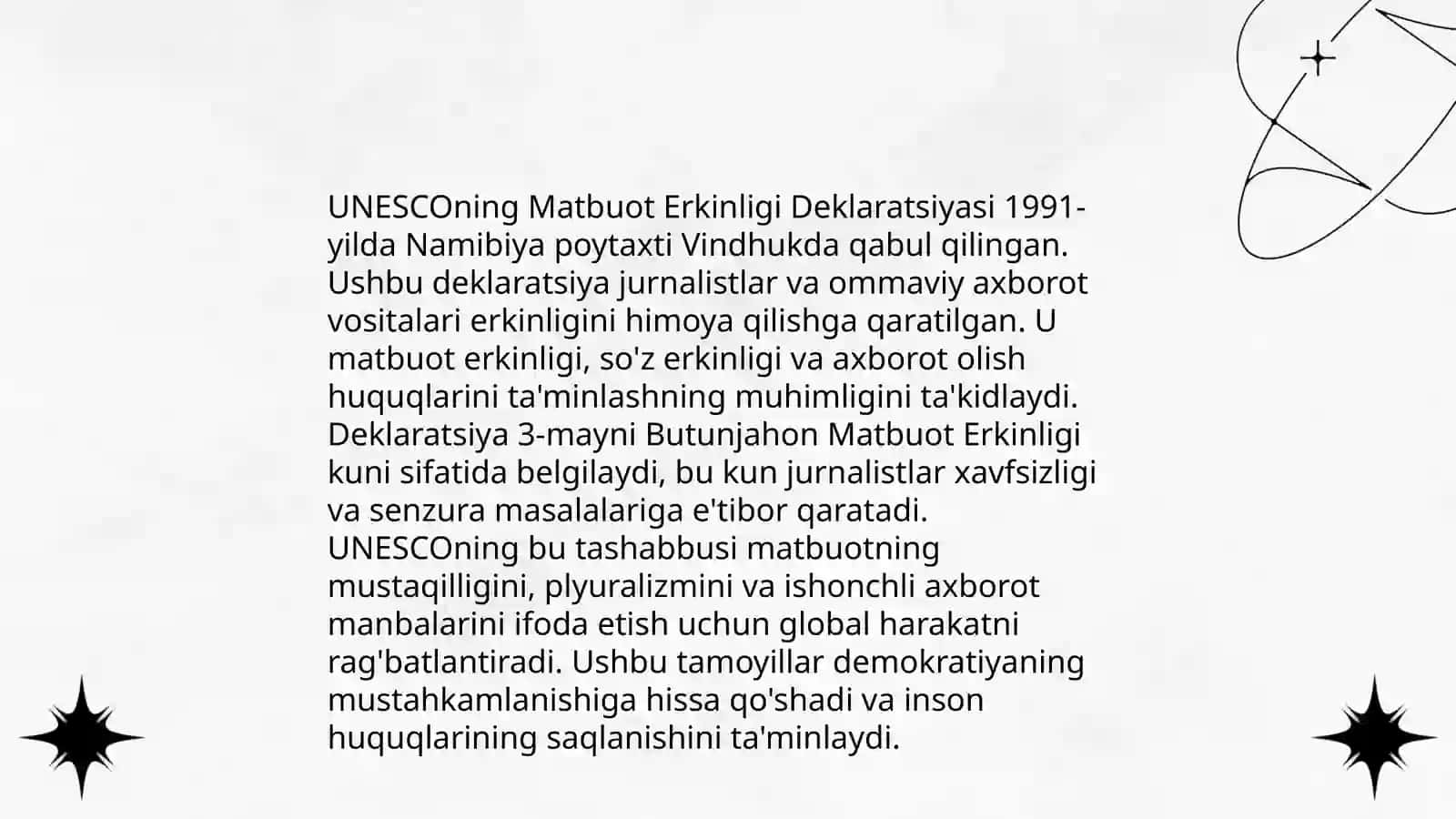 Ommaviy axborot vositalari to‘g‘risida BMT va UNESCOning shu sohaga oid ishlari va hujjatlari 4