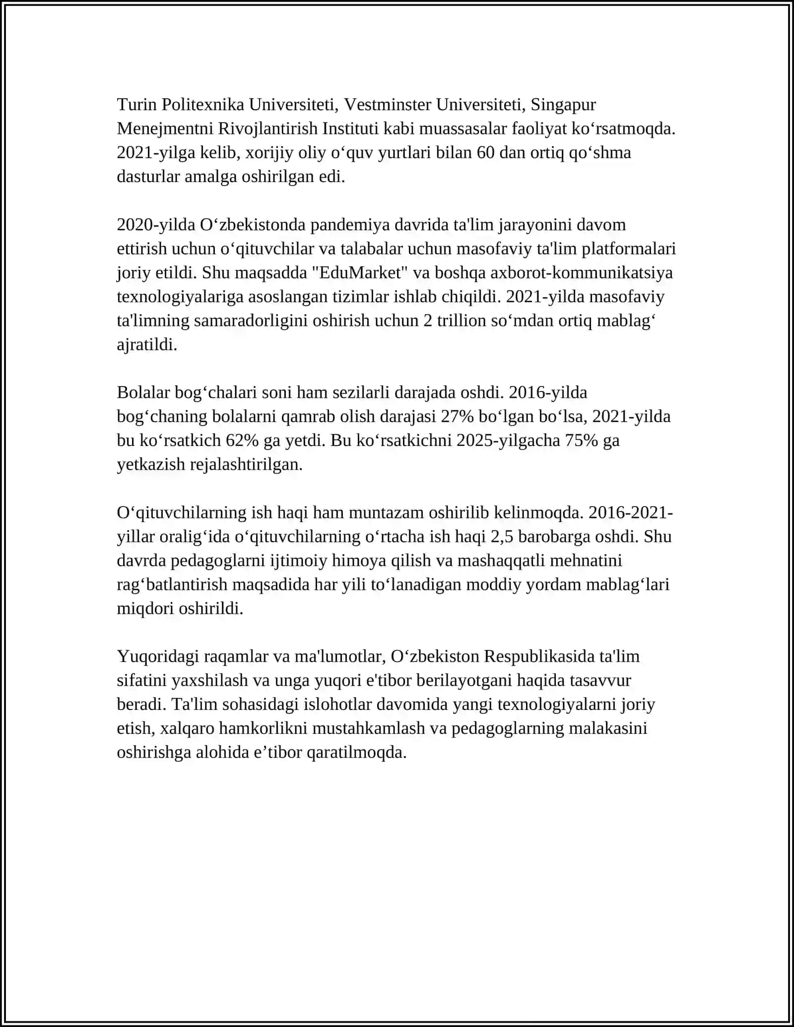 OʻZBEKISTON RESPUBLIKASIDAGI IJTIMOIY OʻZGARISHLAR 4