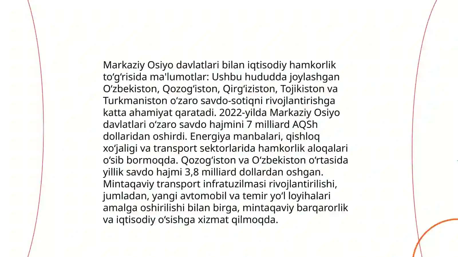 Oʻzbekistoning Markaziy Osiyoda tinchlik va barqarorlikni ta’minlashdagi oʻrni 4