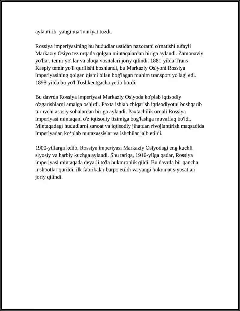 TURKISTONNING ROSSIYA IMERIYASI TOMONIDAN BOSIB OLINISHI 4