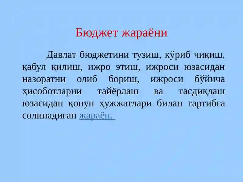 Бюджет жараёни тўғрисида тушунча 4