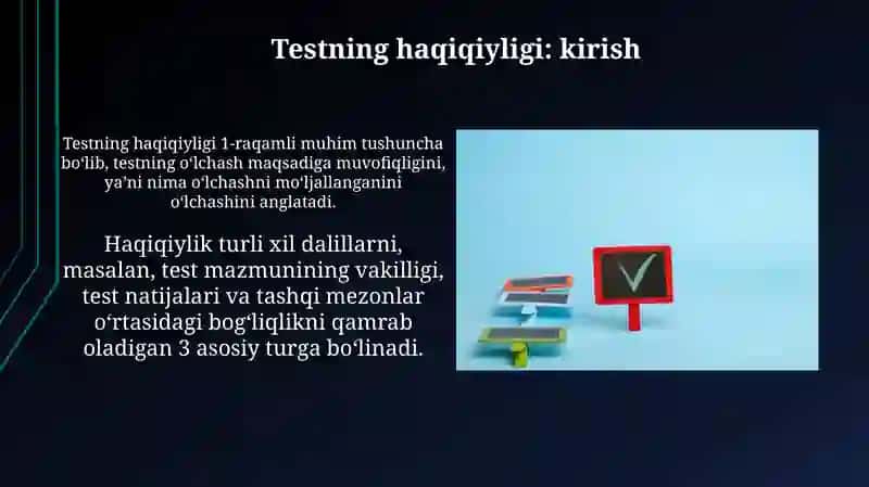 Testlarning valintligi va uning turlari 4