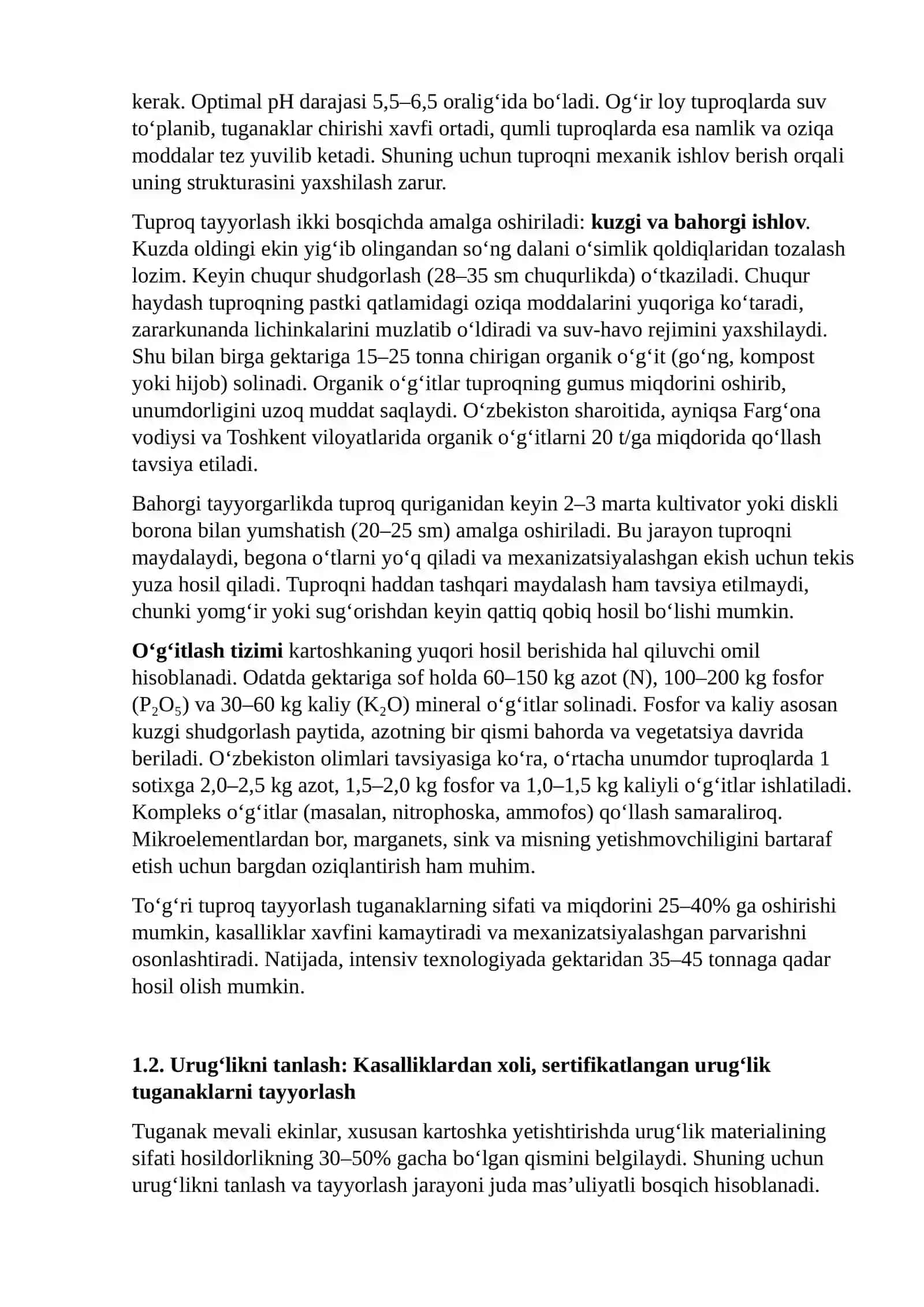 Tuganak mevali ekinlarni yetishtirish agrotexnologiyasini ishlab chiqish 4