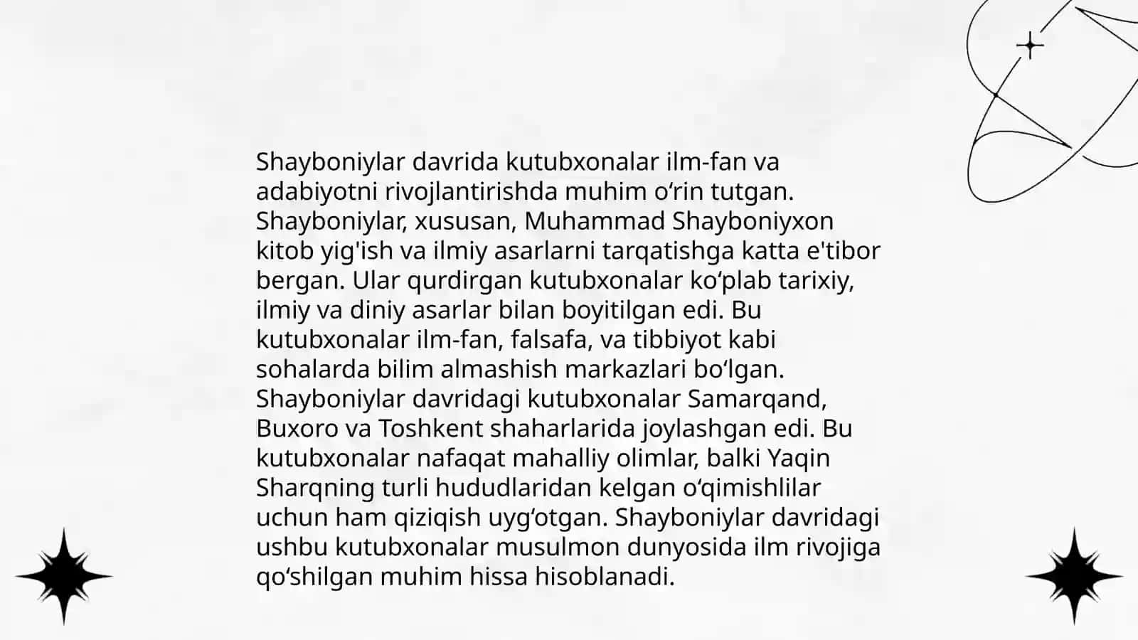 Shayboniylar hukumronligi davrida kutubxonalar 4
