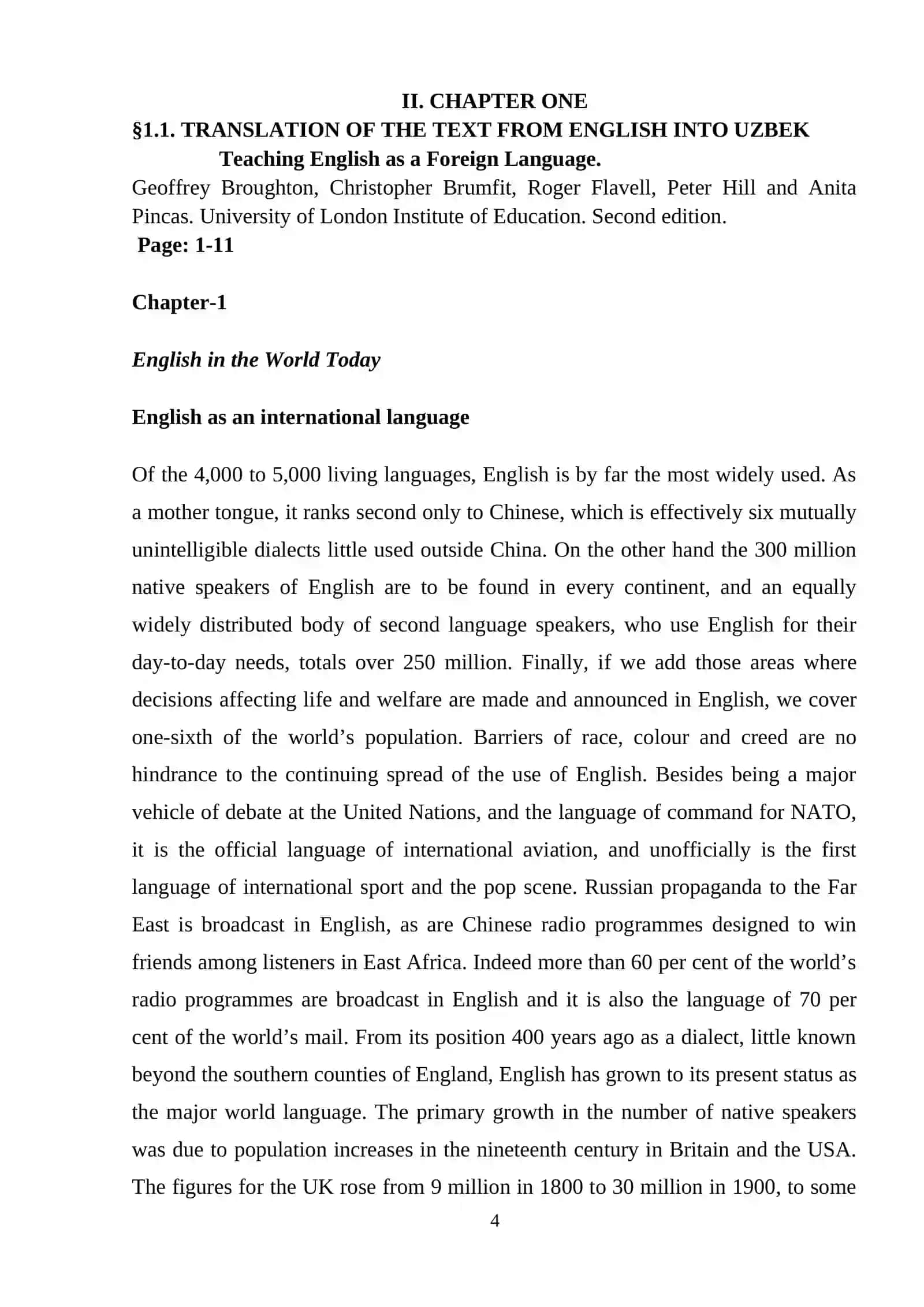 COURSE PAPER THEME: Teaching English language as a foreign language today 4