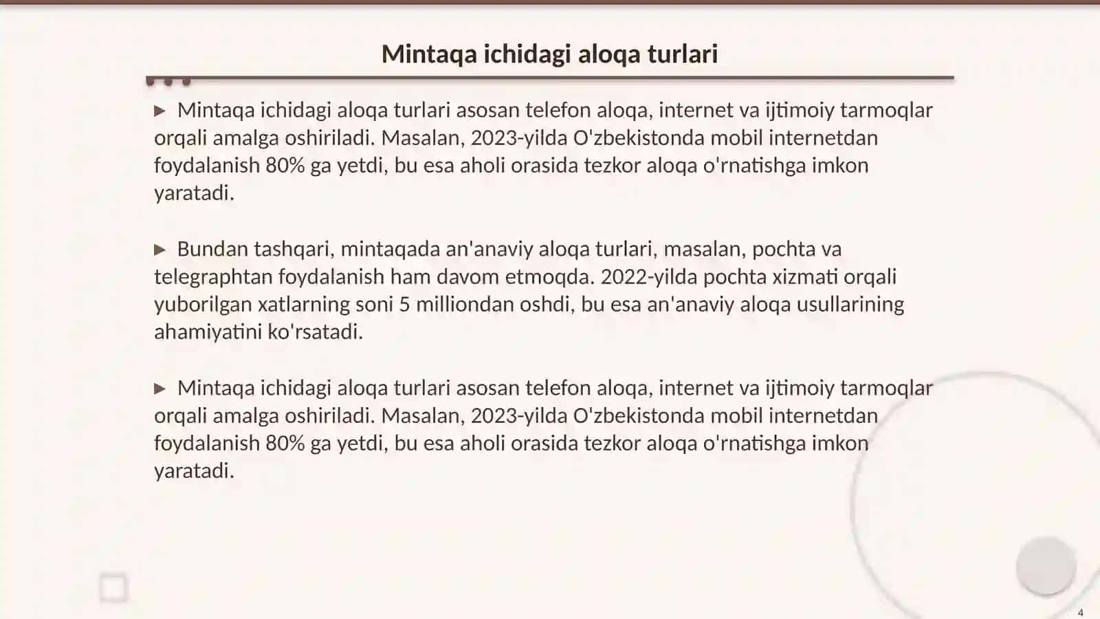 Mintaqalarda kamunikatsiya majmuasi 4