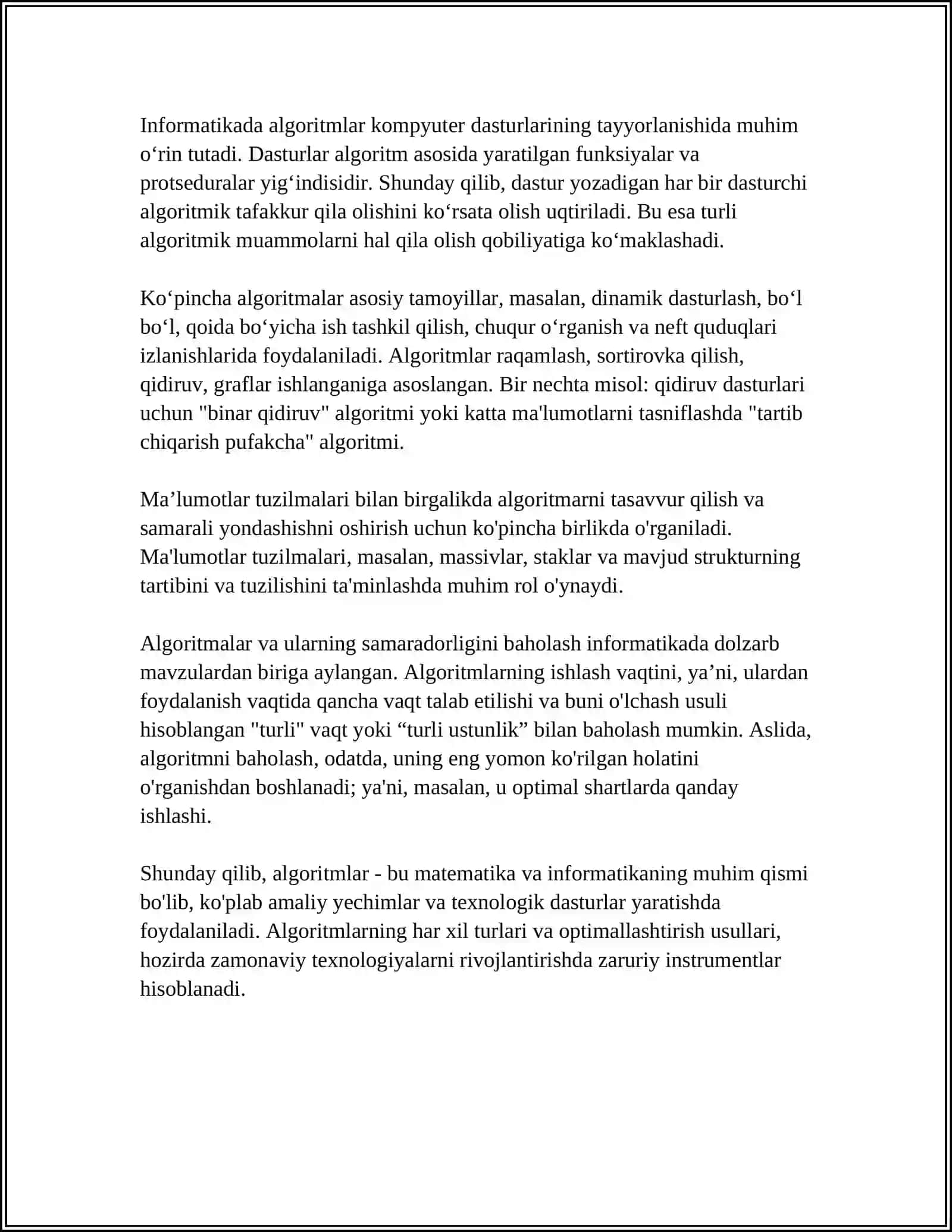ALGORITM TUSHUNCHASI VA ULARDAN FOYDALANISH 4